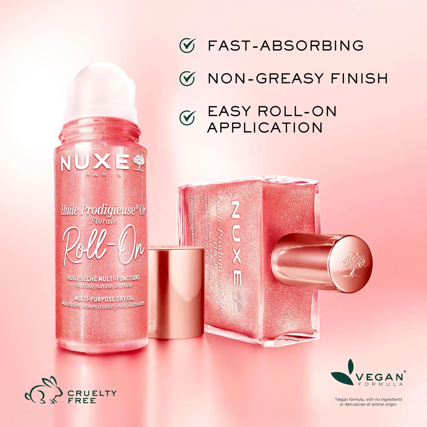 Масло для лица, тела и волос Nuxe Huile Prodigieuse Shimmering Florale Roll-On, 60 мл, Roségold — фото 4