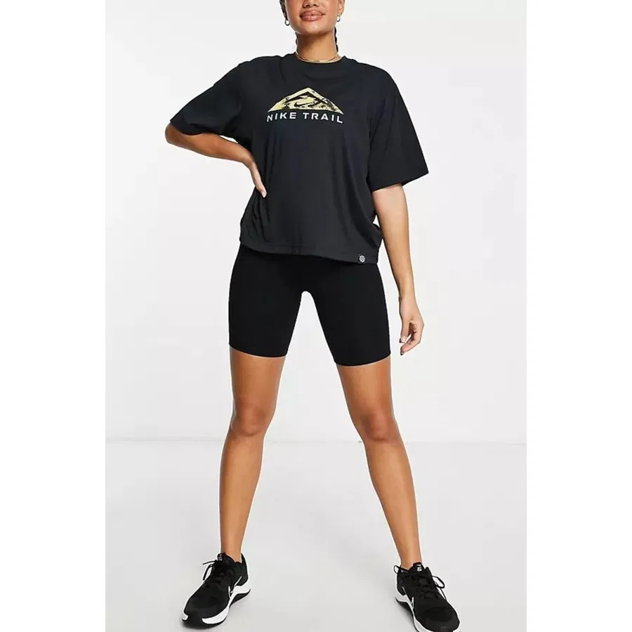 Женский спортивный тишорт с принтом Dri-FIT Trail Nike, Черный — фото 4