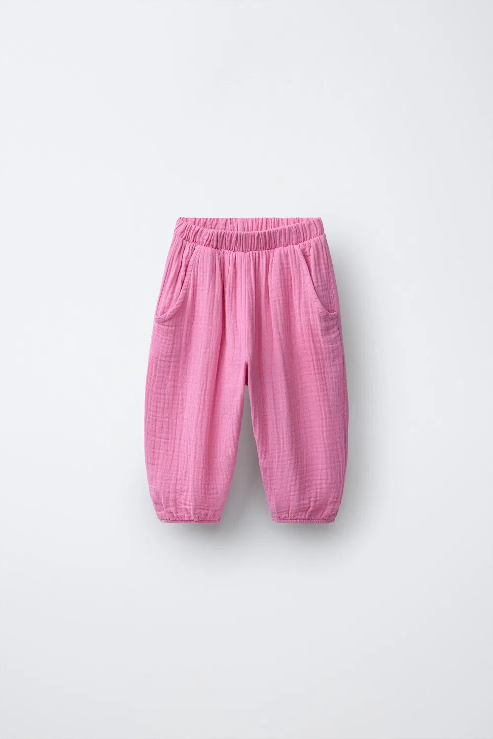 Текстурированные бочкообразные брюки ZARA, Pink