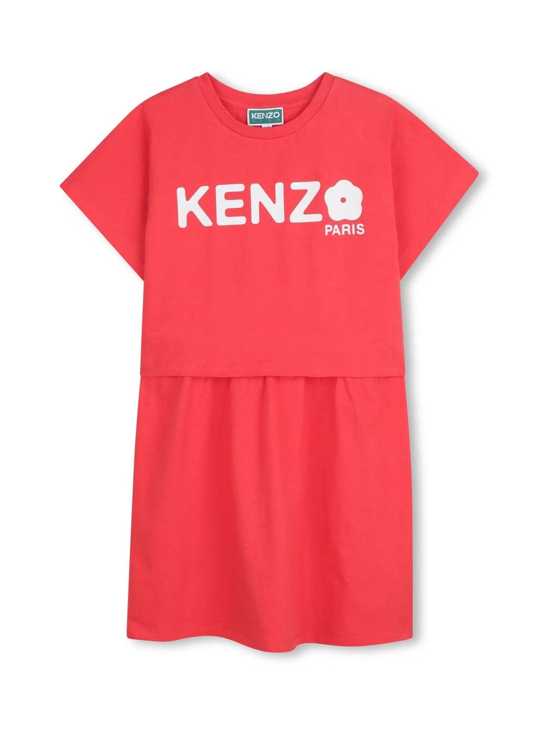 Платье джерси с принтом KENZO KIDS, красное