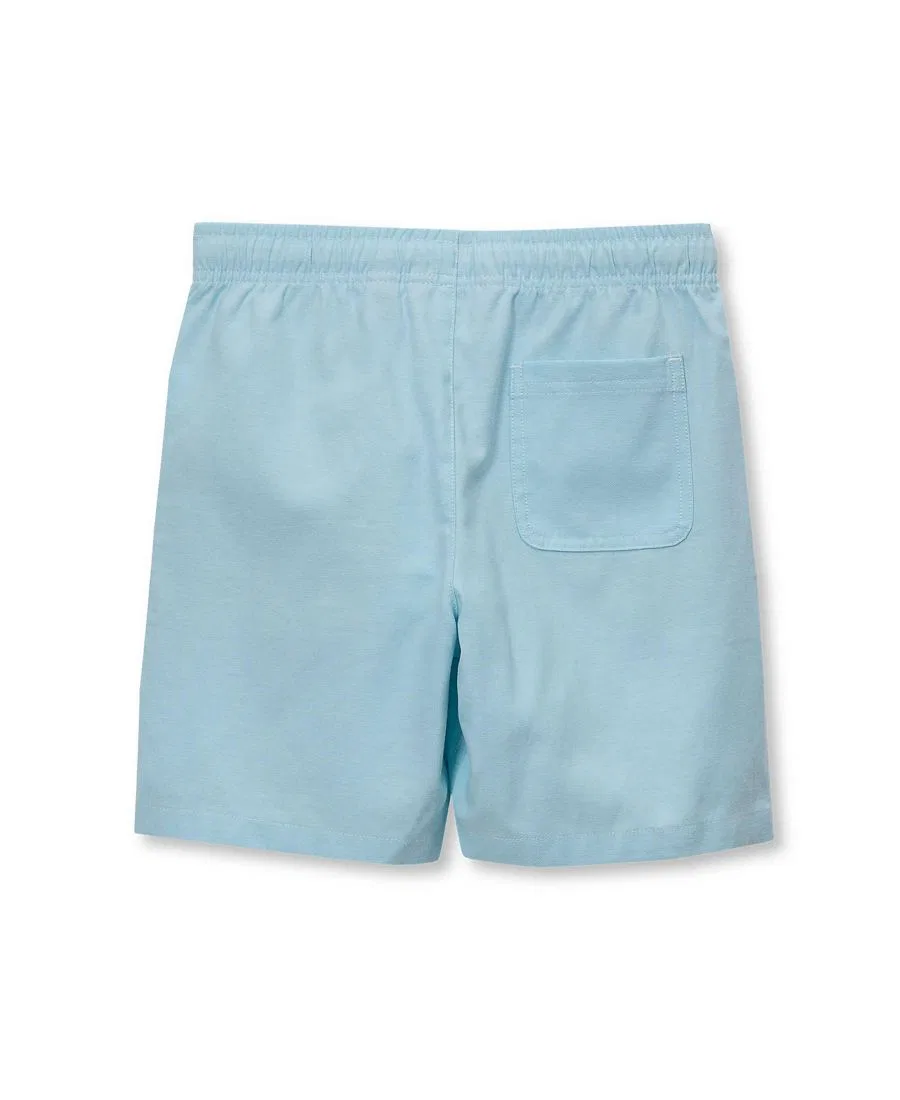 Шорты на резинке с утяжкой, хлопковые, Big Boys Husky Oxford Pull On Shorts Lands' End, Crystal Blue — фото 2