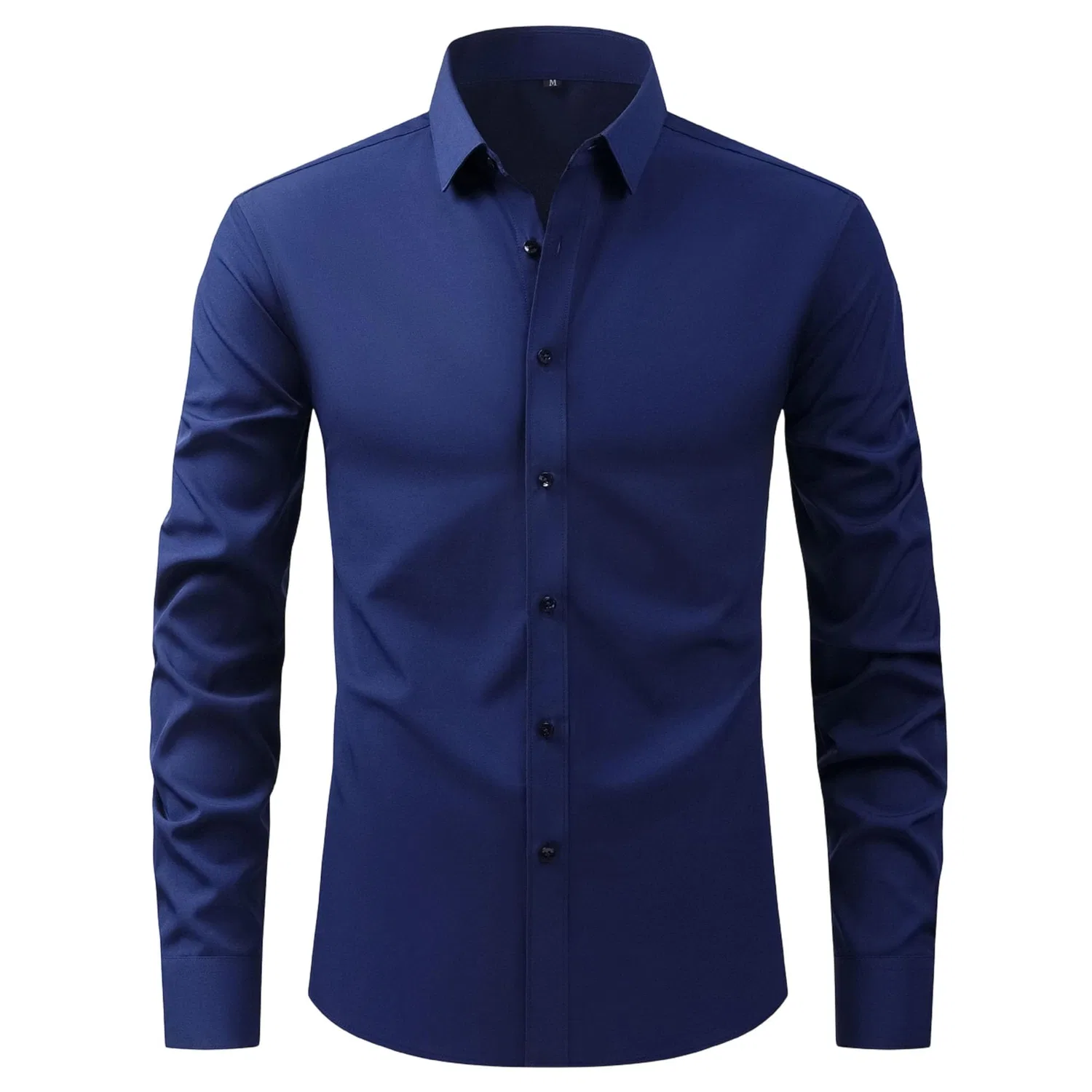Мужская рубашка с длинным рукавом, современный slim fit, Blue Navy