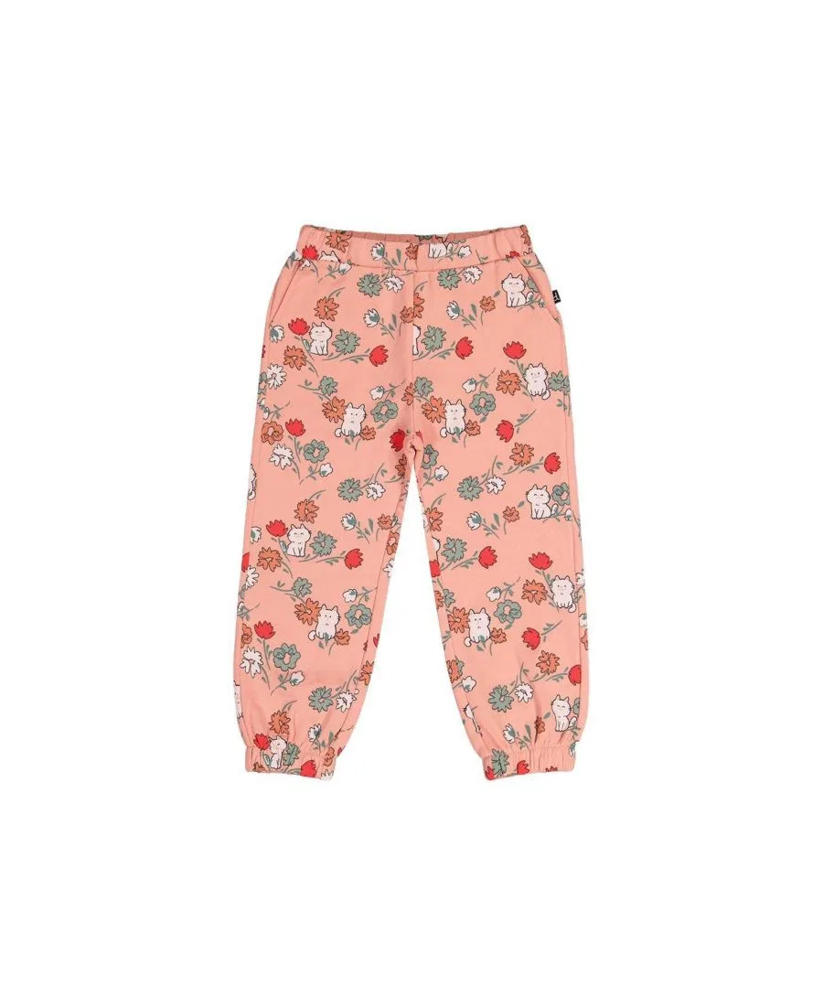 Спортивные брюки из футера с принтом Deux par Deux, Pink Cat Print