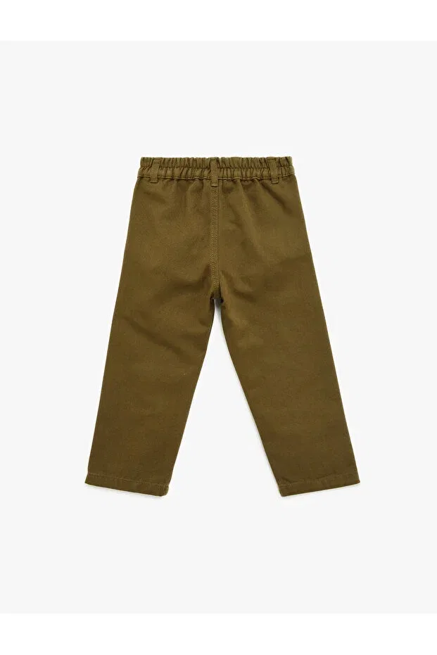 Детские брюки для девочек зауженные хлопковые Koton, Khaki — фото 2
