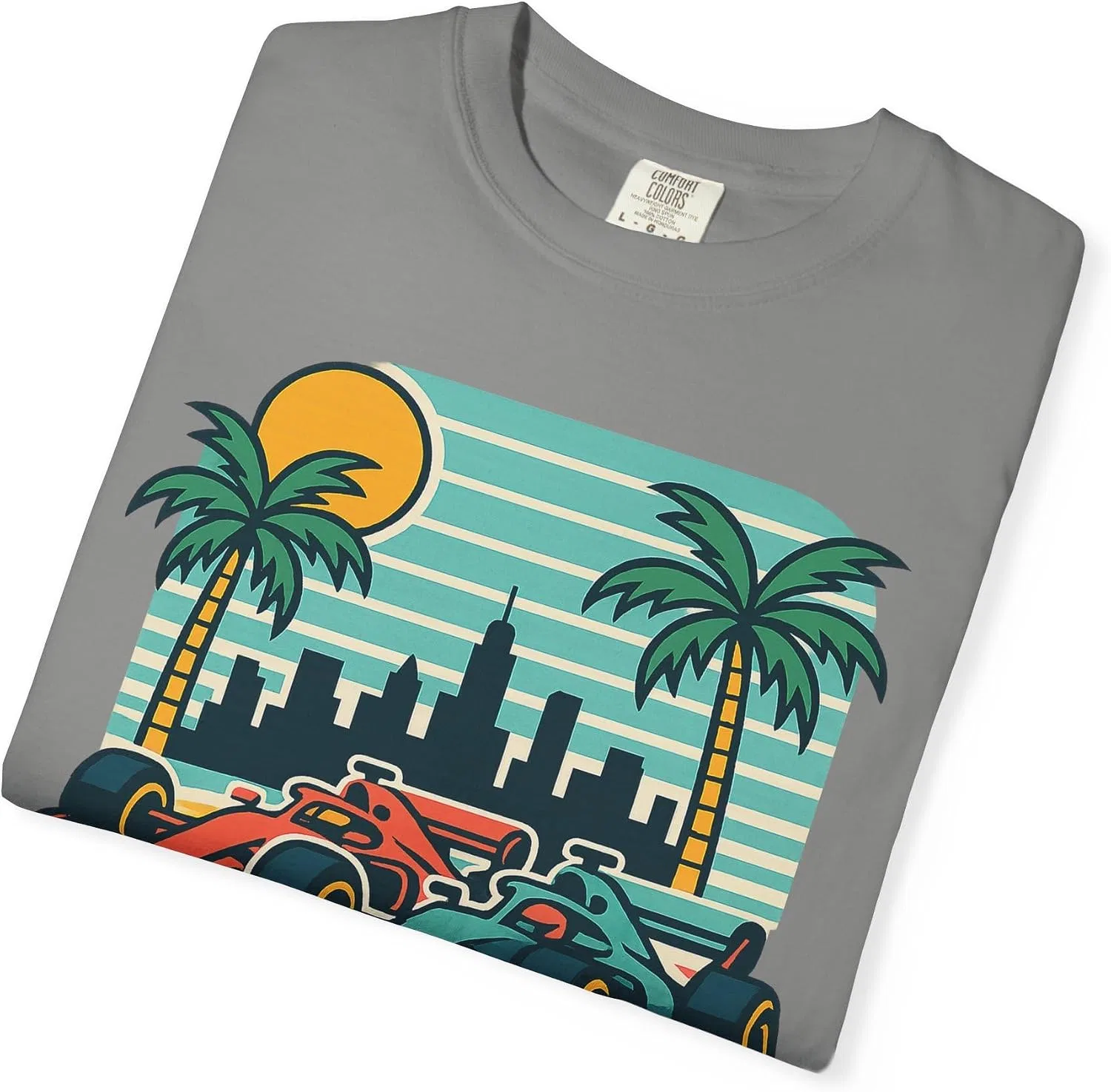 Футболка с принтом Miami racing Comfort Colors 1717, Granite — фото 2