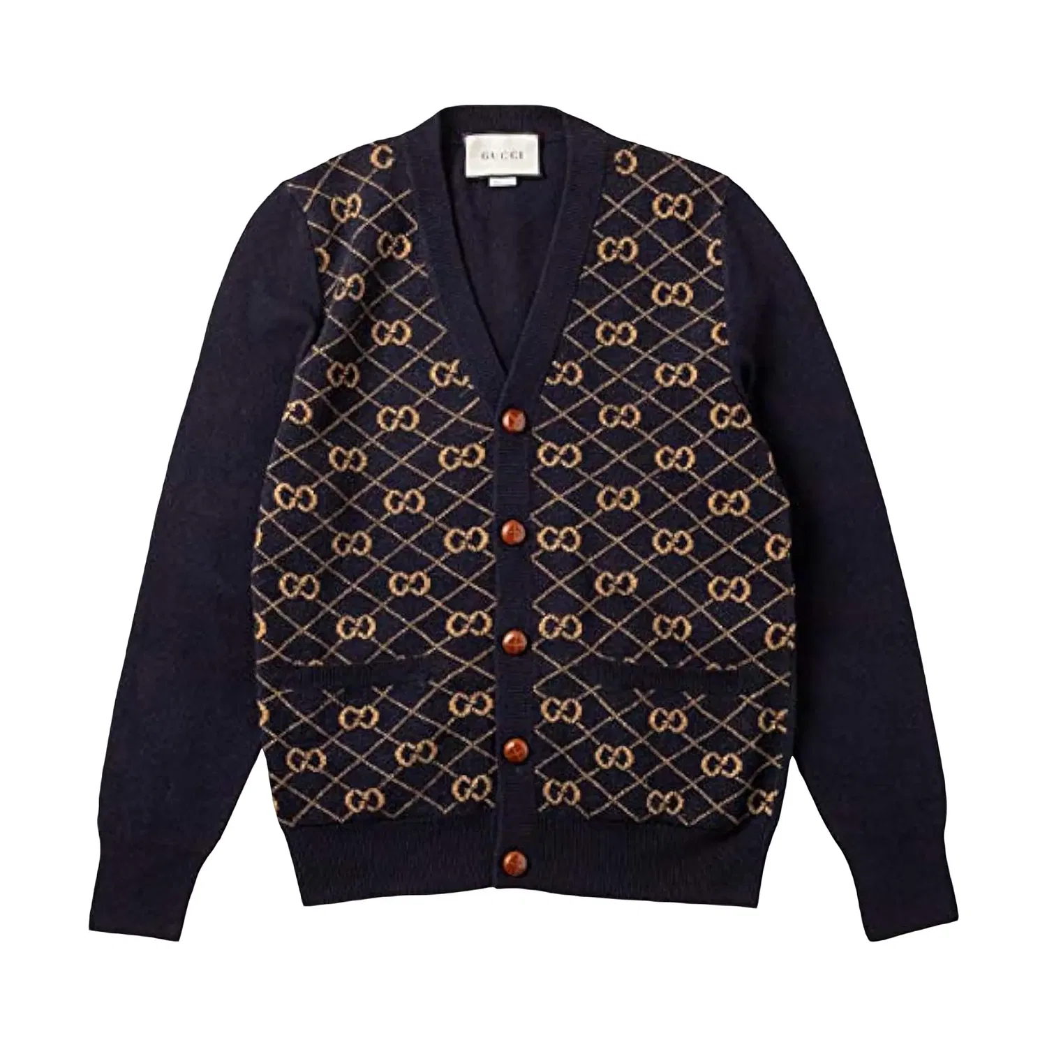 Кардиган Gucci с жаккардовым узором GG, черный