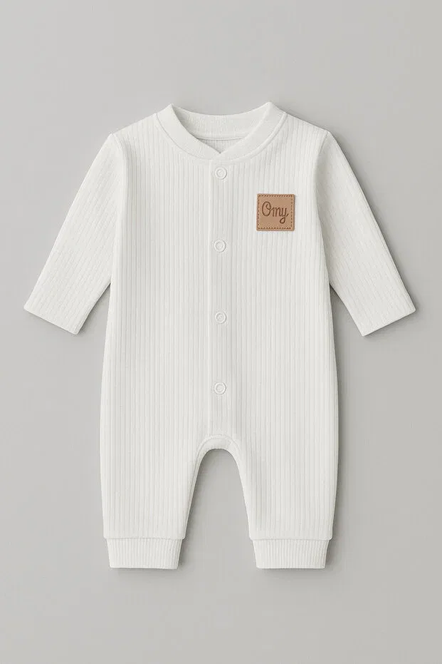 Детское боди-комбинезон для новорожденных хлопковый 100% Cotton Terry Omy, White — фото 3