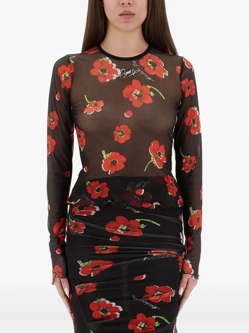 

Топ с цветочным принтом Moschino Jeans, черный