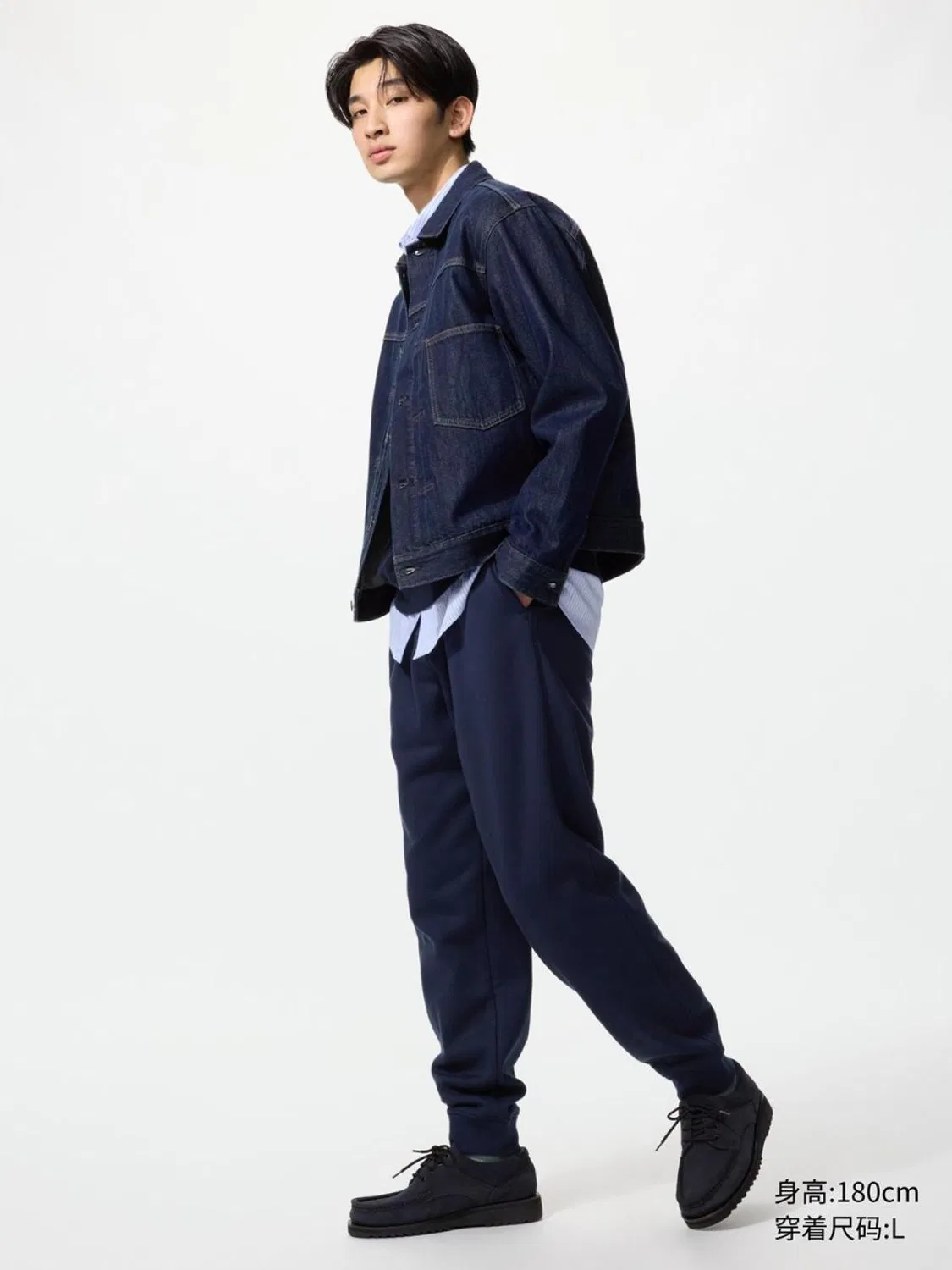 Брюки спортивные утепленные с эффектом овчины Uniqlo, темно-синий