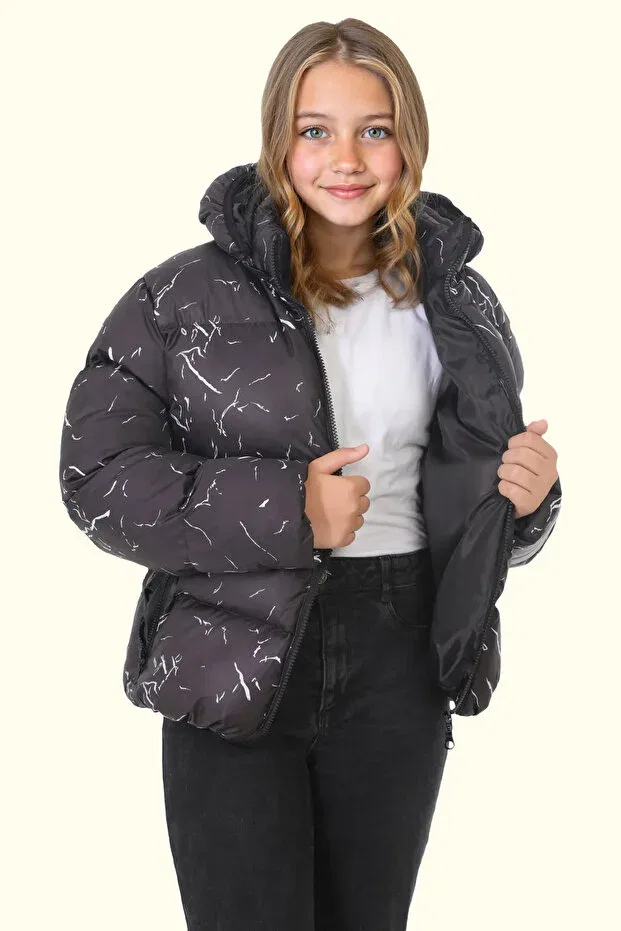 Детское зимнее пальто для девочек с капюшоном Firststops, Black