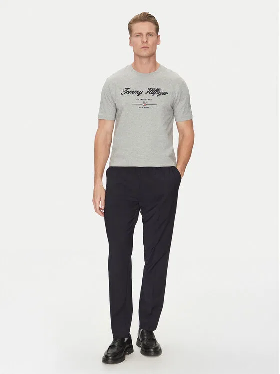 Футболка regular fit Script Logo Tommy Hilfiger, серый — фото 2