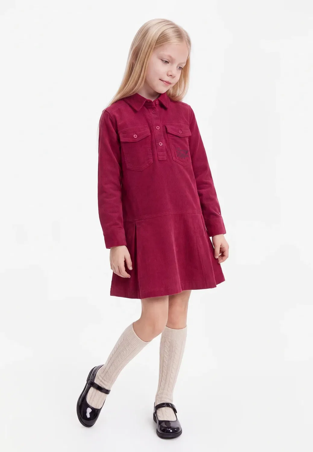Платье-Плиссе из вельвета - платье-рубашка Tommy Hilfiger, Blissful Berry