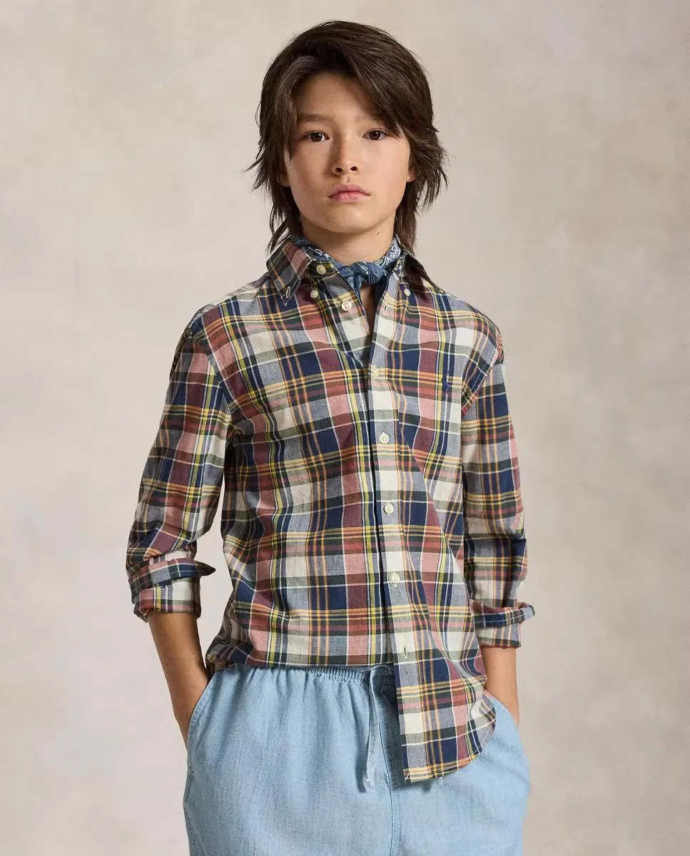 Детская рубашка для мальчиков из хлопкового мадраса Polo Ralph Lauren, Multicolor