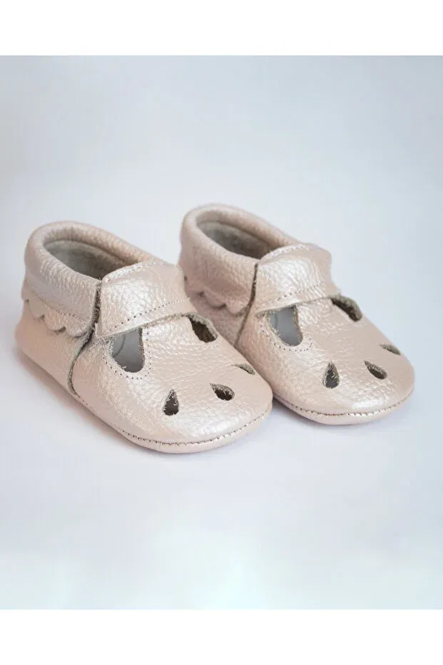 Детские пинетки для новорожденных кожаные Zeyno Ve Memo, Light Pink — фото 2