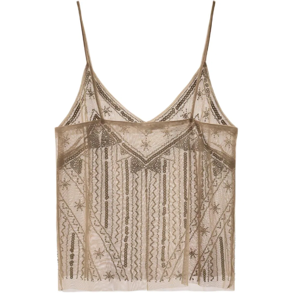 Женская майка на бретелях с V-образным вырезом Gold ZARA, Gold — фото 3