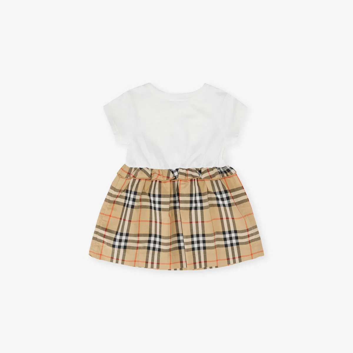 Платье из эластичного хлопка с клетчатой отделкой, 6 месяцев - 3 года Burberry, белый — фото 3