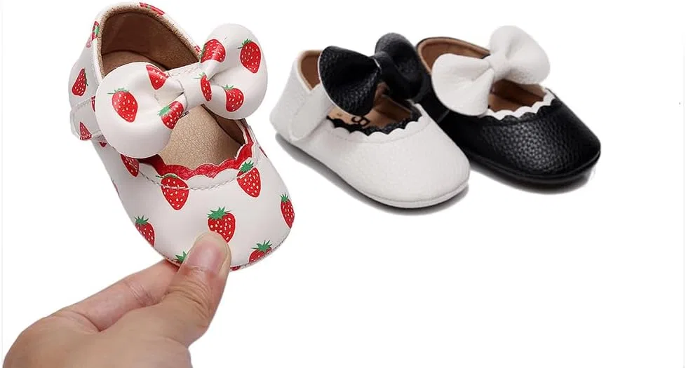 Детские туфли Мэри Джейн для девочек с бантом Clowora, Strawberry — фото 2