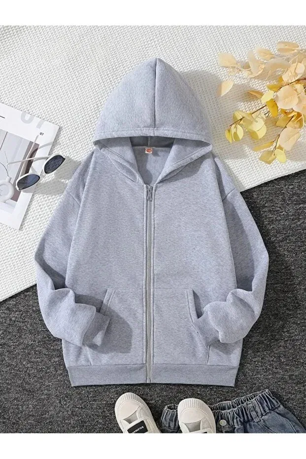 Детские свитшот на молнии с капюшоном с длинным рукавом Daxis Sportwear Company, Gray