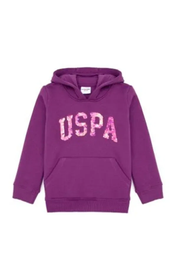 Детское худи для девочек базовое U.S. Polo Assn., Violet — фото 3