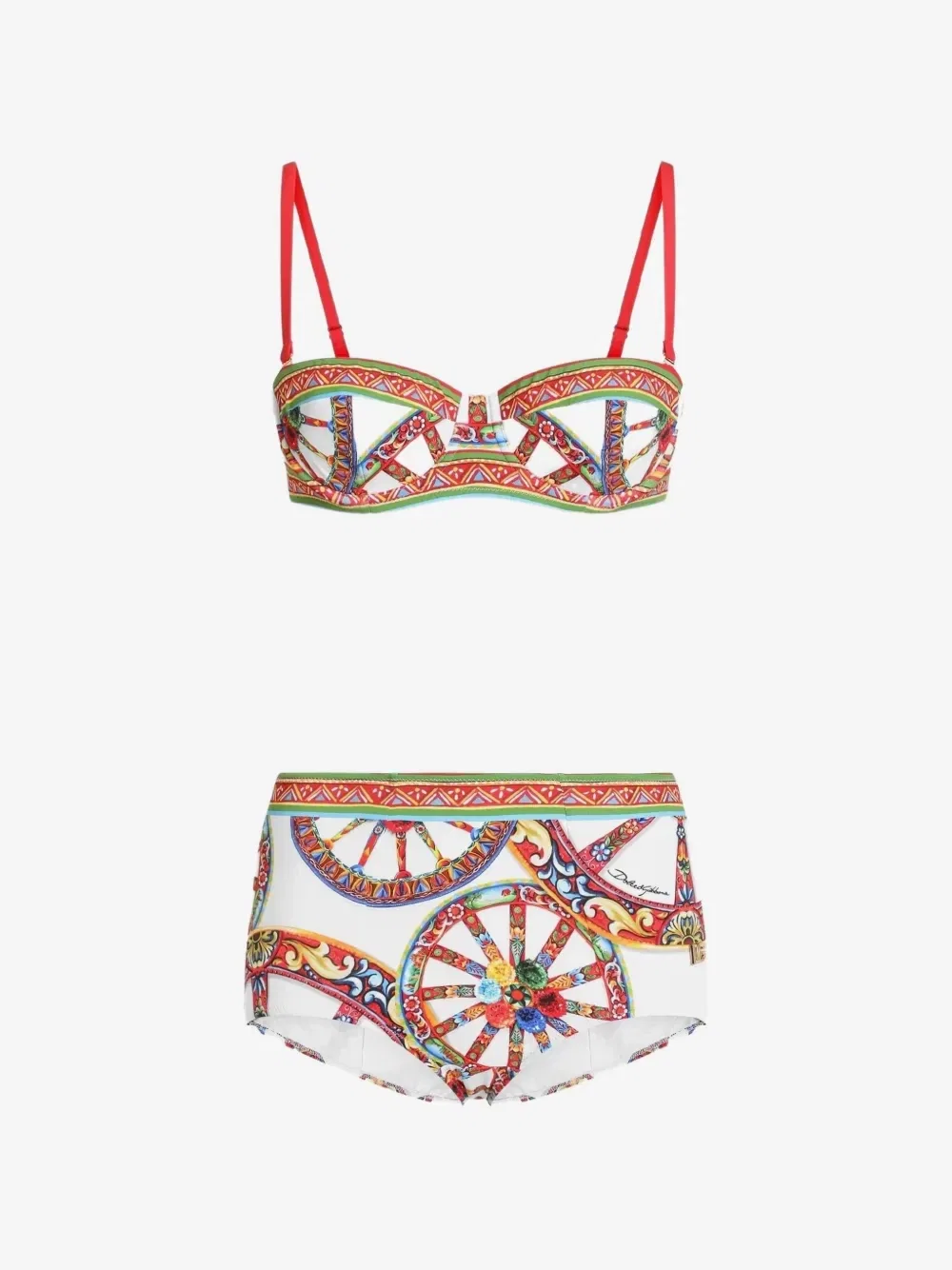 Бикини с лифом-балконет и принтом Carretto Dolce & Gabbana, белый
