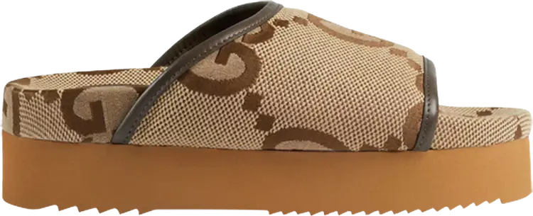 Сандалии Gucci Wmns Jumbo GG Platform Slide Camel Ebony Monogram, кэмел