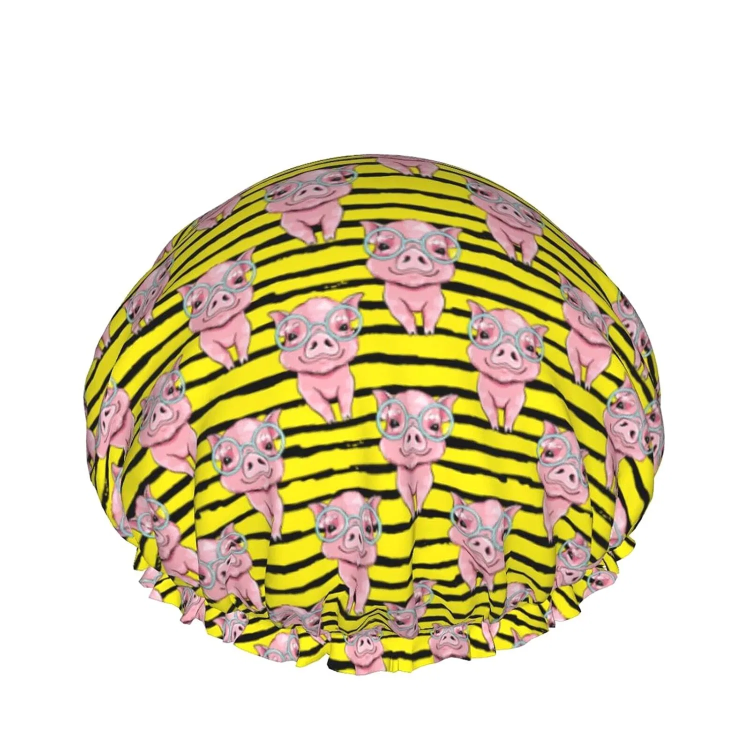 Многоразовая водонепроницаемая шапочка для душа Lsjuee, 1 шт, Cute Pig On Yellow Background