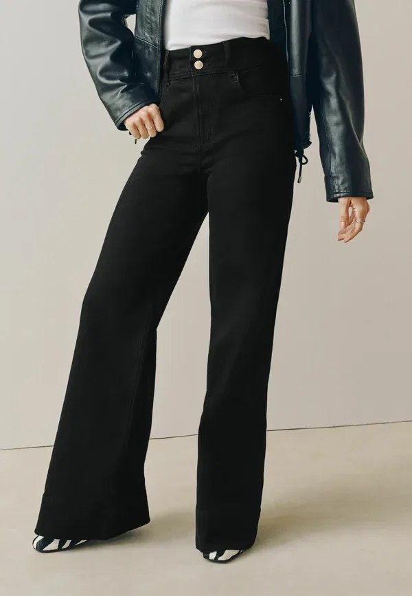 Джинсы деним Tall fit - high rise stretch wide leg jeans 2 pack wide leg Next Black, черный/синий — фото 4