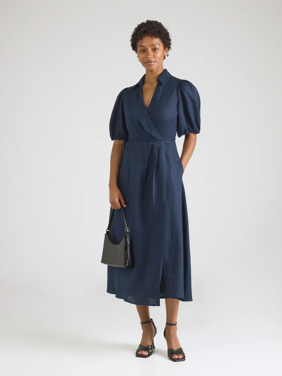 Платье TOMMY HILFIGER 'Pure Relaxed Midi Wrap' темно-синего цвета — фото 3