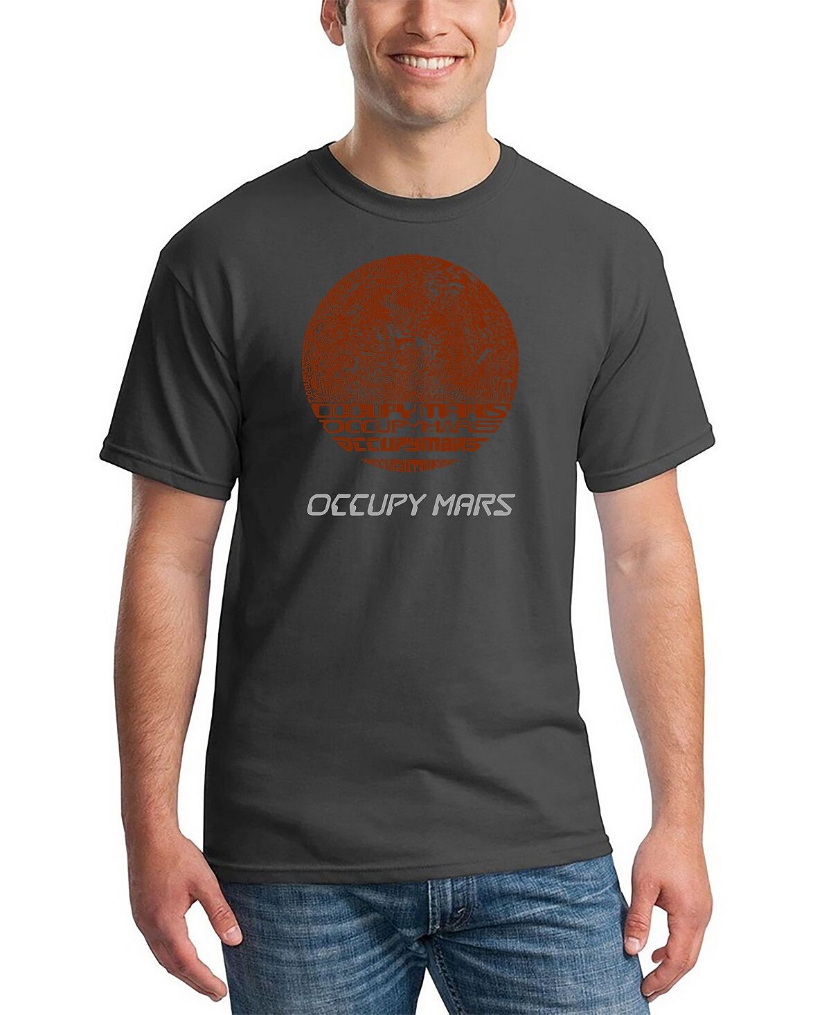 

Мужская футболка с надписью occupy mars LA Pop Art, серый