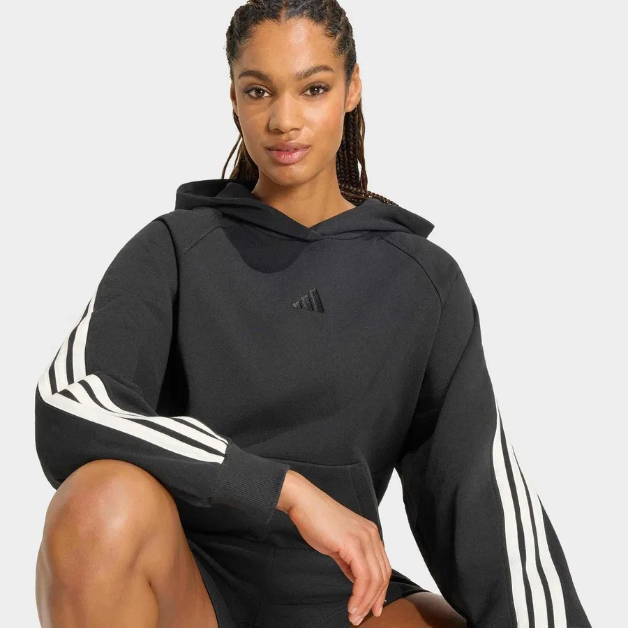 Женский свитшот с капюшоном adidas Kit, Черный — фото 4