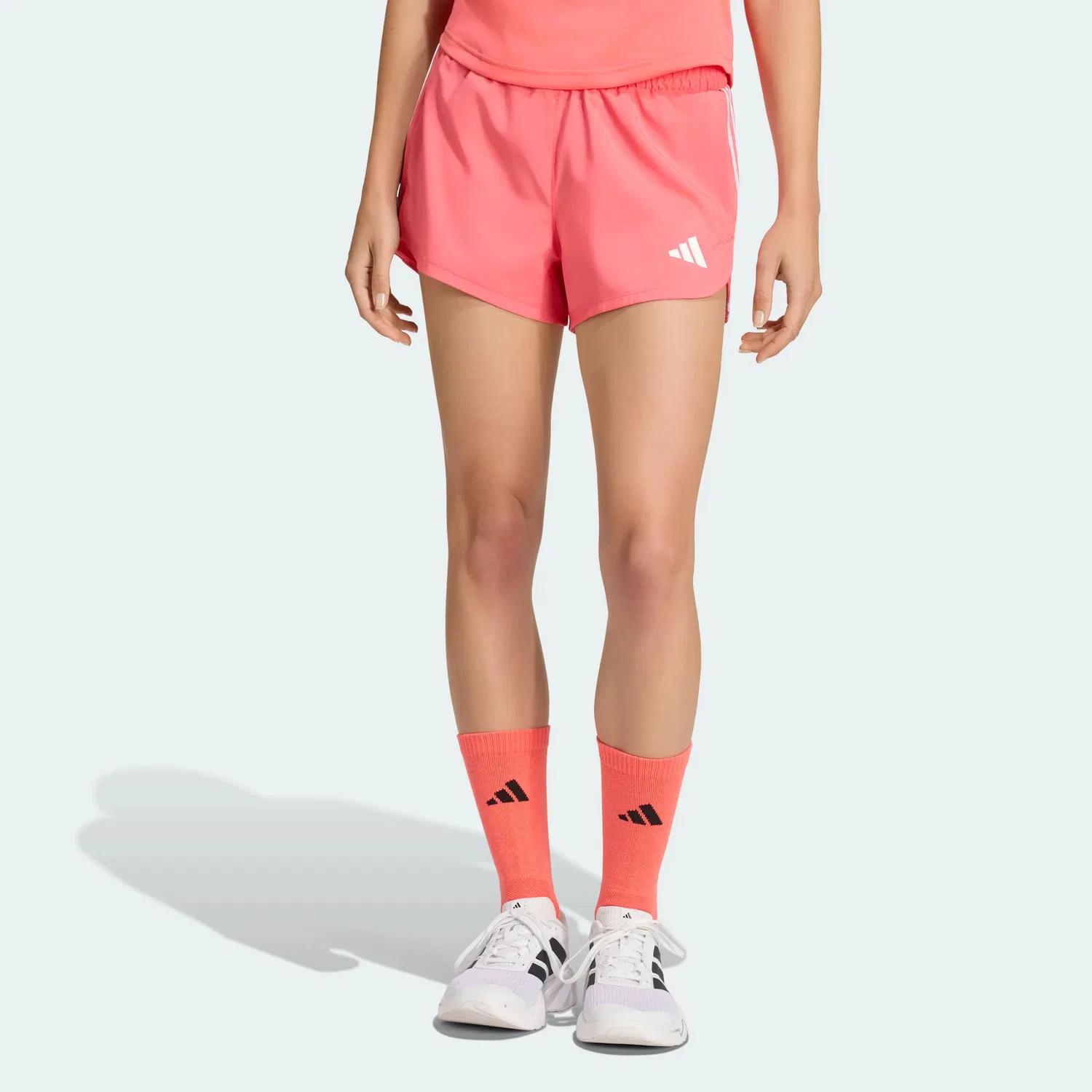 Женские спортивные шорты с принтом Swirl Neon Red/White Adidas, Swirl Neon Red/White — фото 4