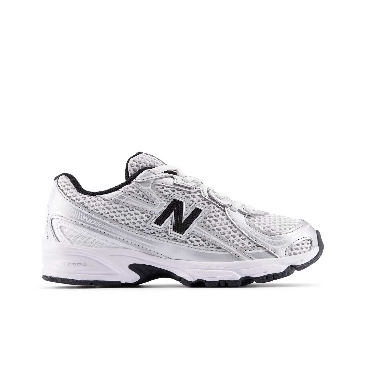 Детские кроссовки с эластичной шнуровкой 740 Bungee Lace New Balance, Silver Metallic With Black