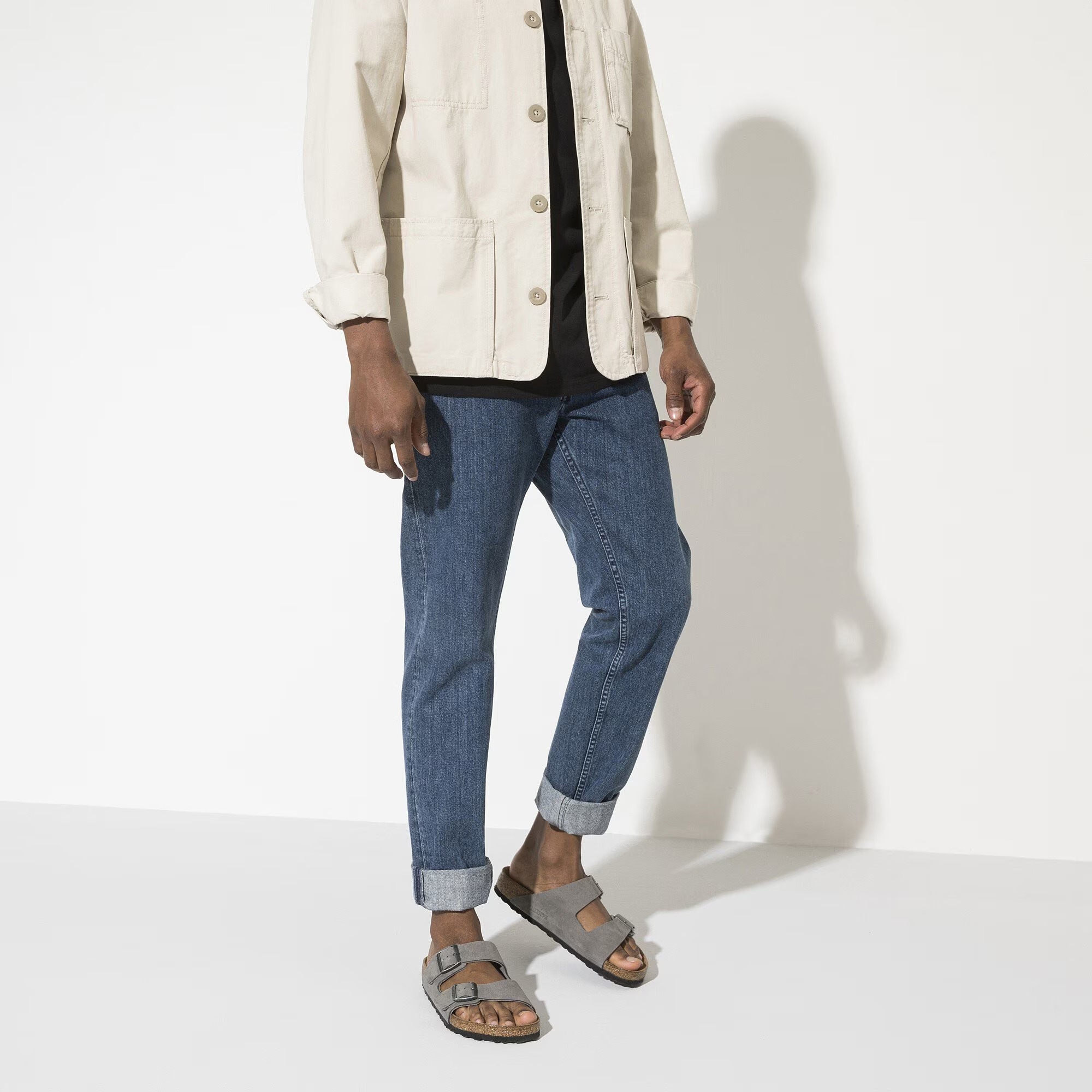 Сандалии Birkenstock Arizona Nubuk Leather, серый — фото 2