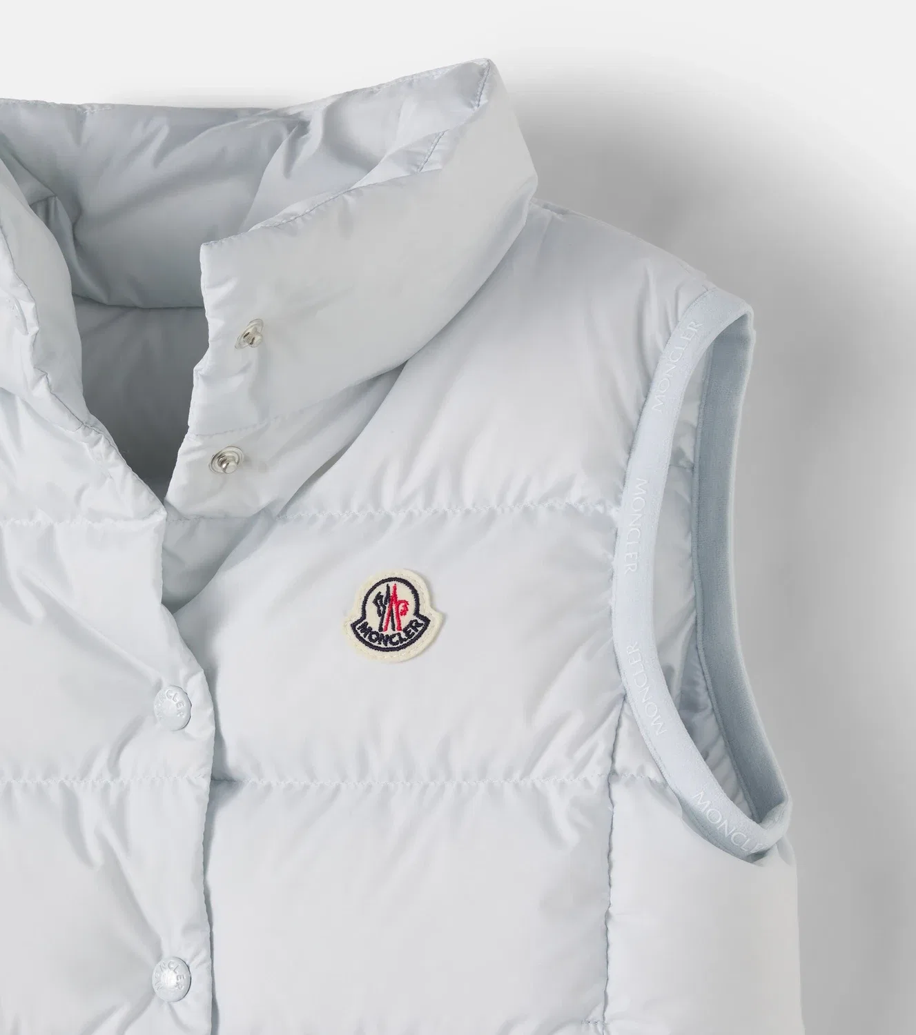 Пуховый жилет с наполнителем из пуха и пера Moncler Enfant, синий — фото 4