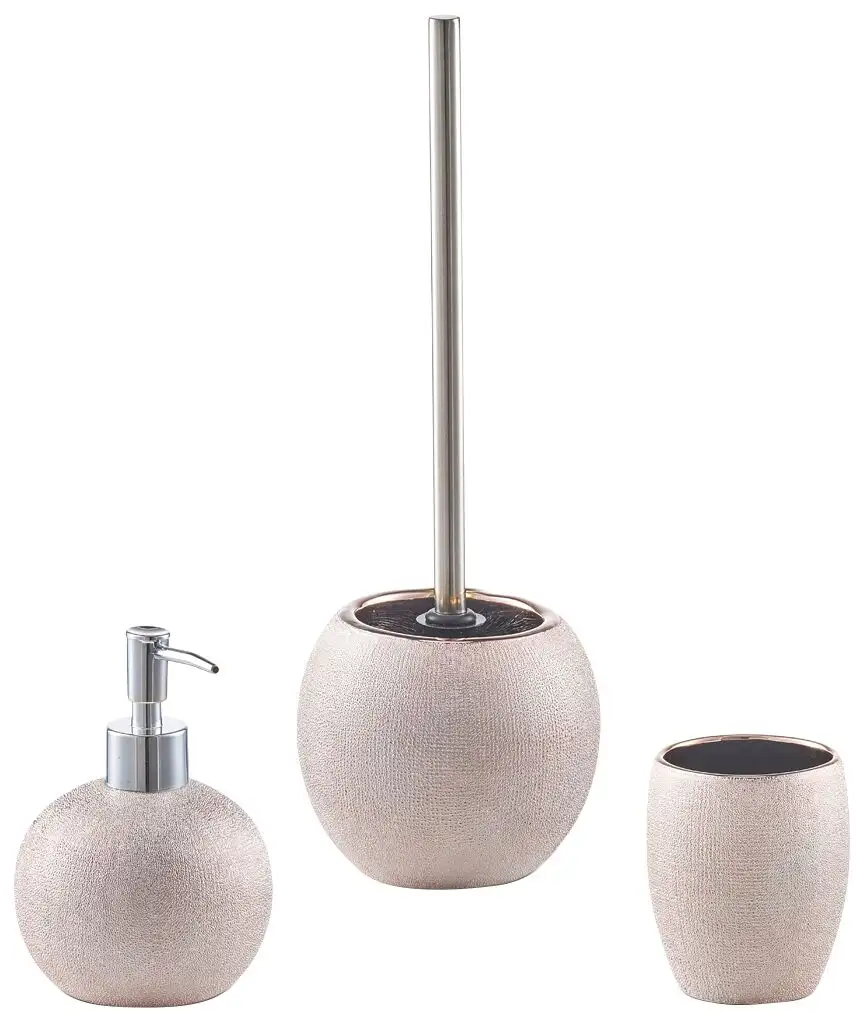 

Набор аксессуаров для ванной комнаты Zeller Present "Блеск", (набор, 3 шт.), из керамогранита сверкающий, цвет roségold-Glittereffekt