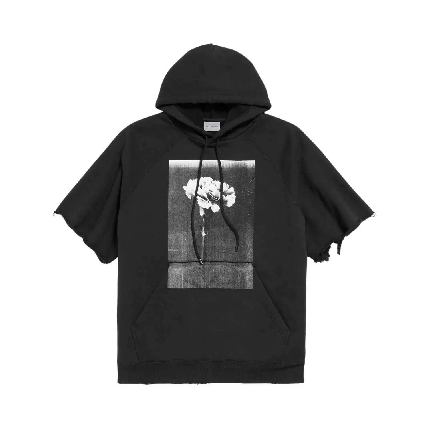 Худи Balenciaga с рукавами реглан и укороченными рукавами, черный