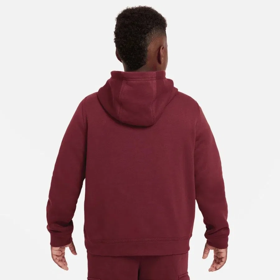 Детский худи с капюшоном Nike Sportswear Club, Бордовый — фото 4