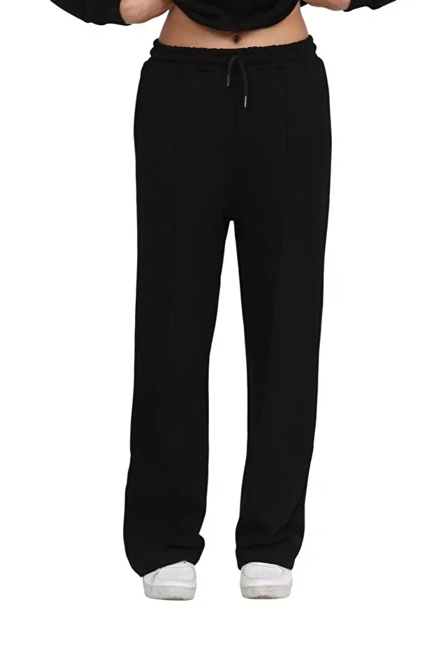 Детские спортивные штаны для девочек с широкой штаниной Erdem Kids, Black — фото 2
