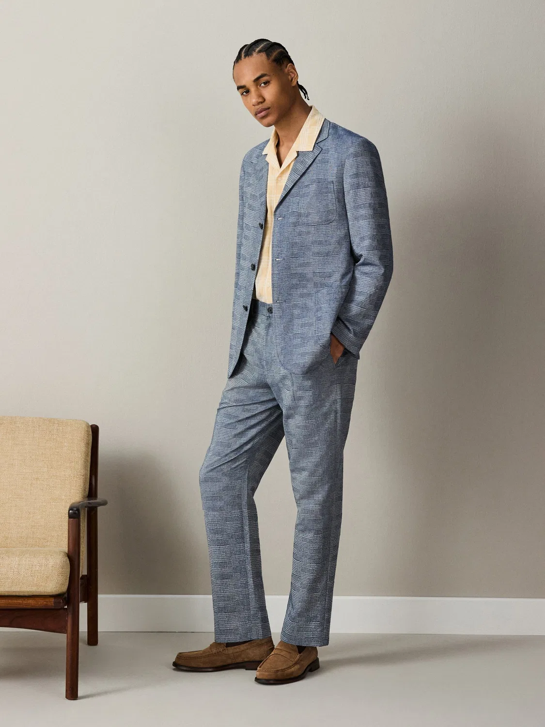 Пиджак с приталенным кроем, клетка, Relaxed Fit Next, синий — фото 2