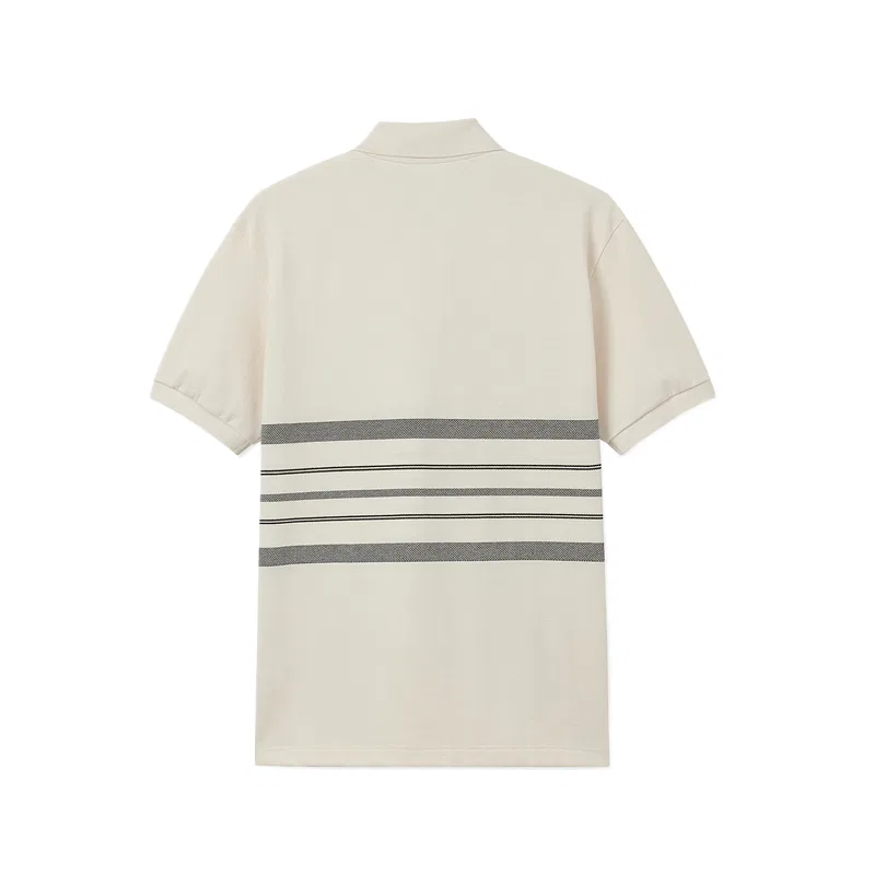 Мужское поло Lacoste, хлопковое пике, Cream белый — фото 3