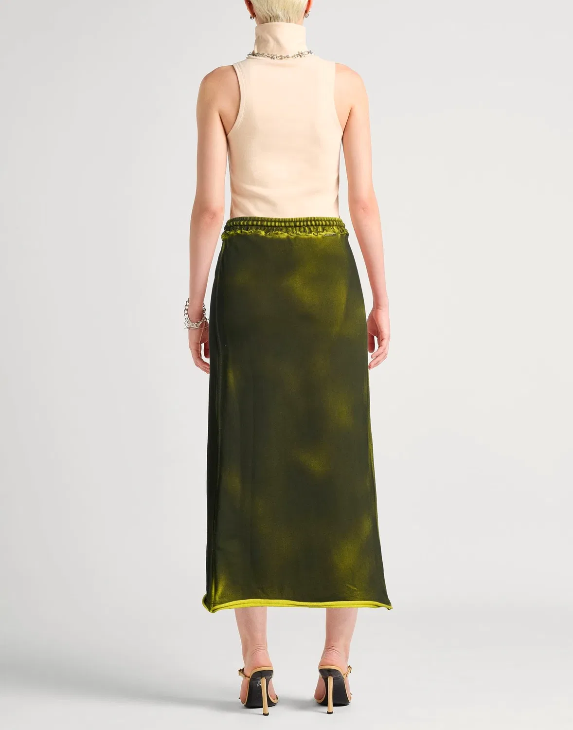 Женская юбка-трапеция с принтом Acne Studios, темно-зеленый — фото 3