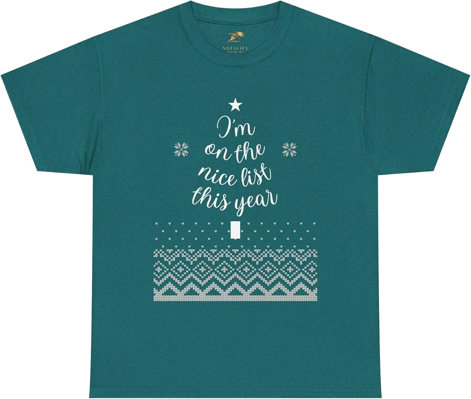 Женская футболка с принтом Nice List Christmas Tree Tee, Antique Jade Dome