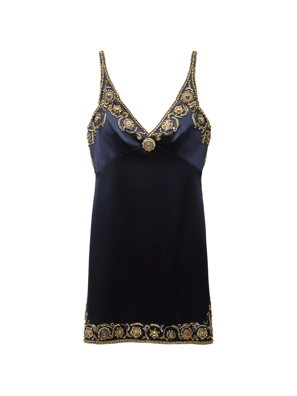 Платье мини с вышивкой Versace, черный