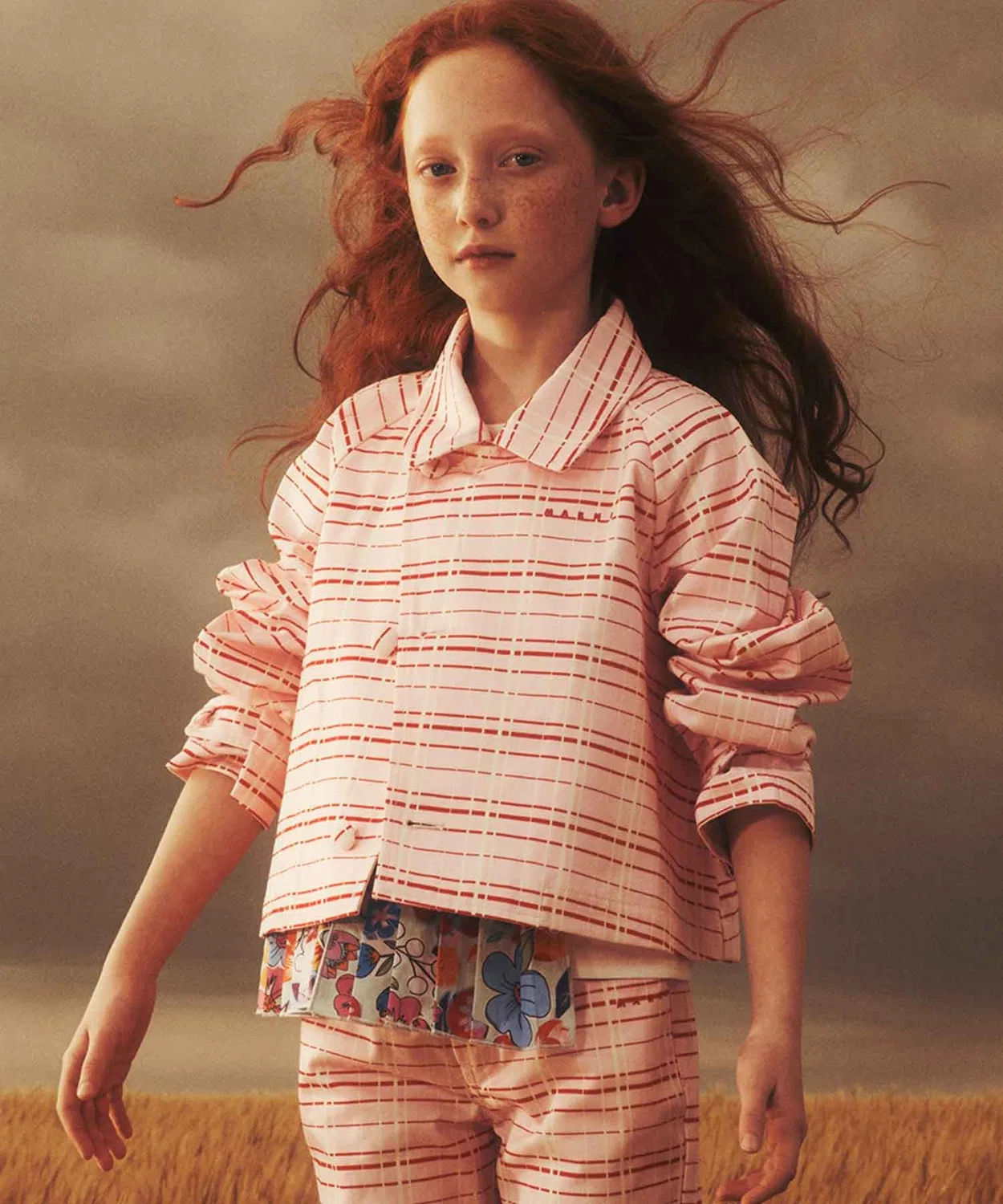 Детское пальто в клетку с пуговицами MARNI, Light Pink