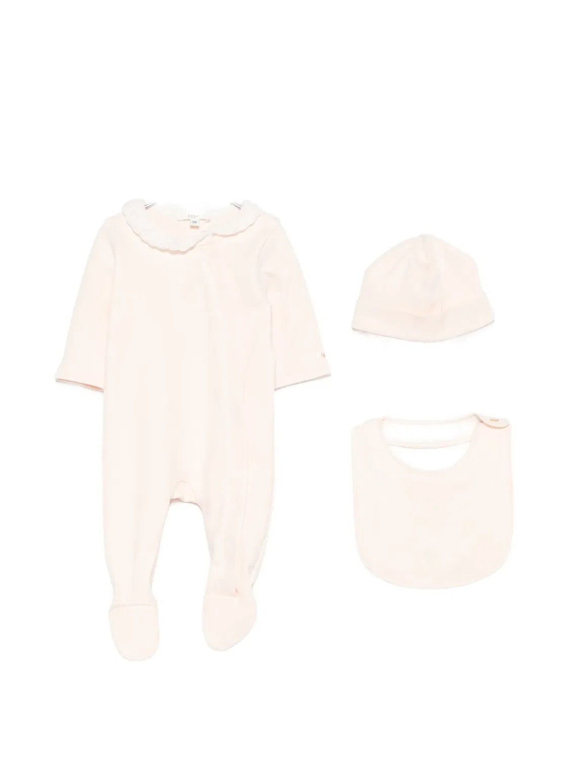 Комплект детского комбинезона с оборками на воротнике (три штуки) Chloé Kids, розовый