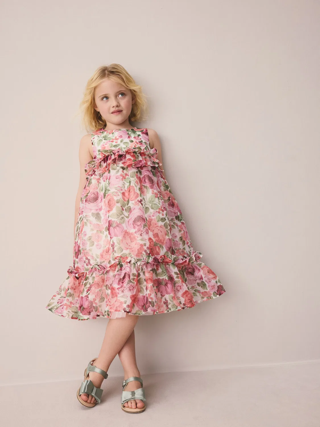 Платье с воланами, объемное, Rosewell Garden Laura Ashley, розовый
