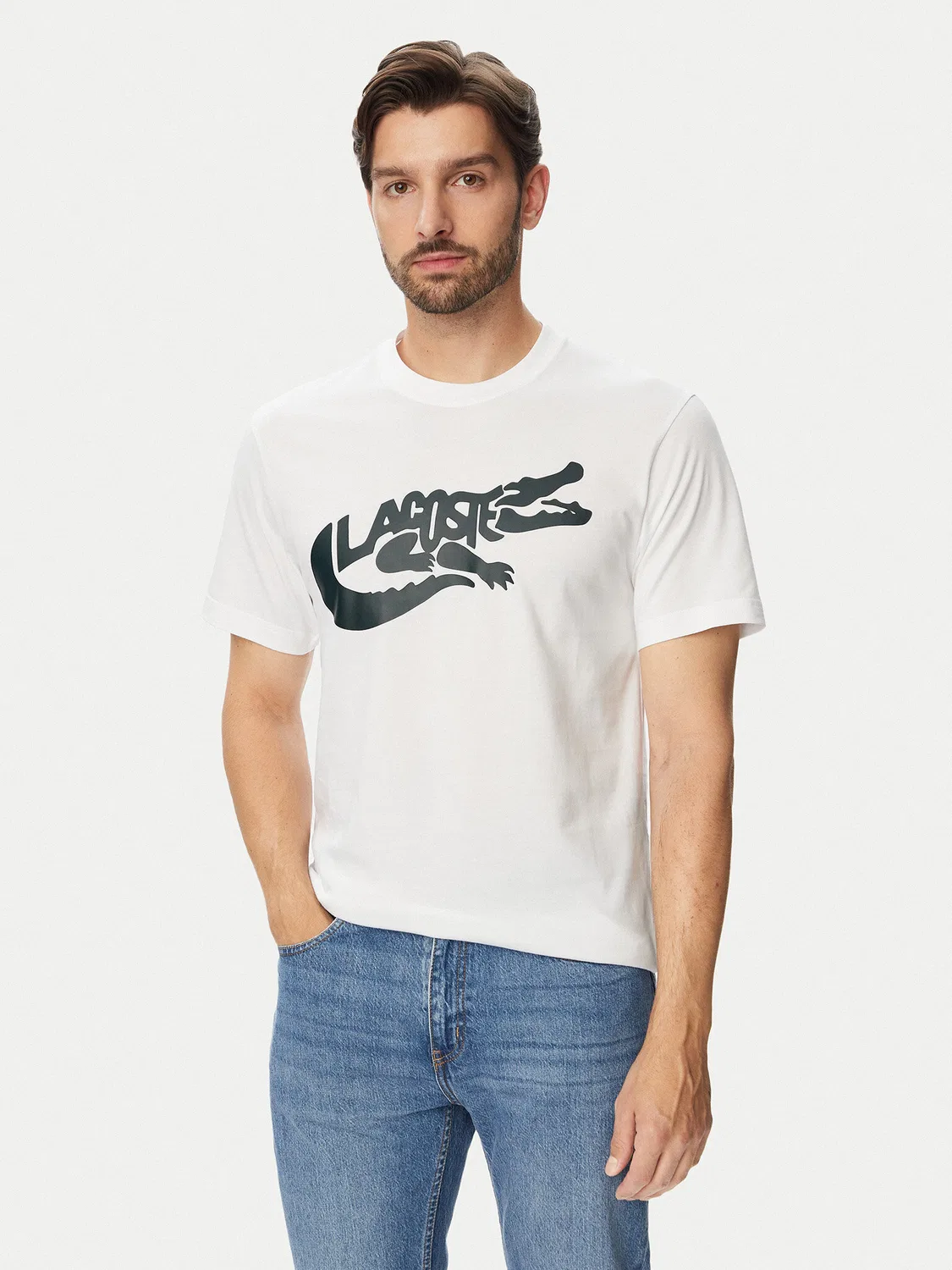 Мужская футболка классического кроя Lacoste, белый