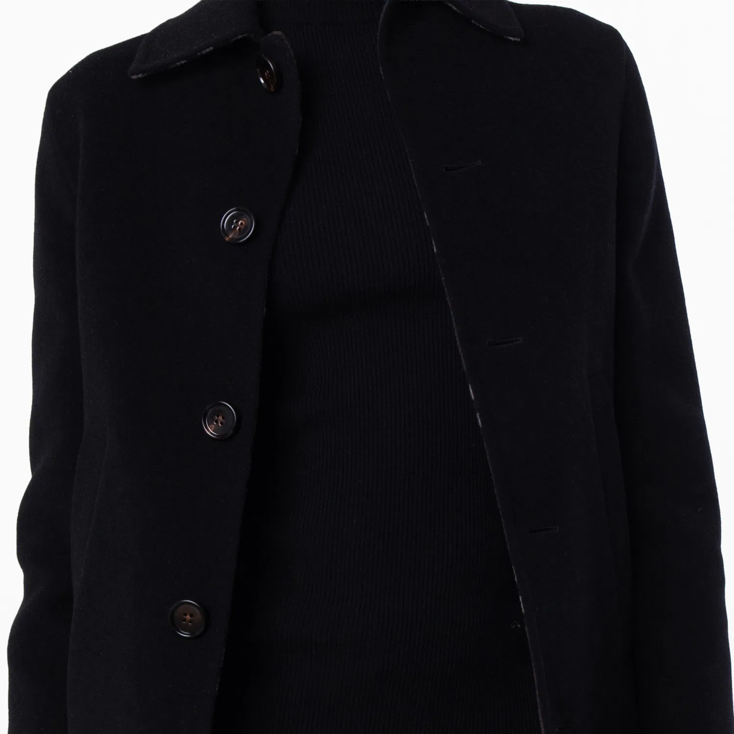 Пальто шерстяное однобортное укороченное Single-Breasted Wool Short Coat Burberry, Black — фото 2