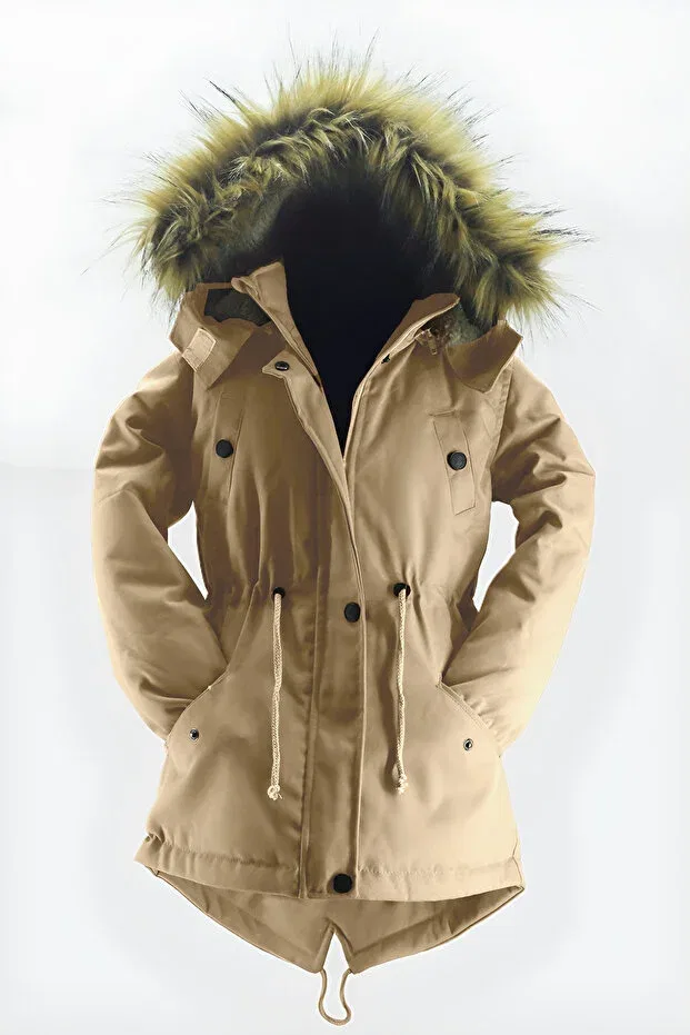 Детское зимнее пальто на меху с капюшоном Jannock, Beige