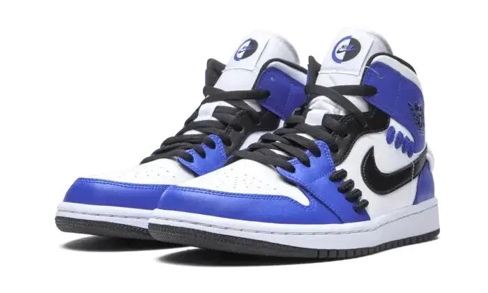 Детские кроссовки с принтом Air Jordan 1 Retro Mid SE Sisterhood Jordan, Game Royal Black White — фото 2